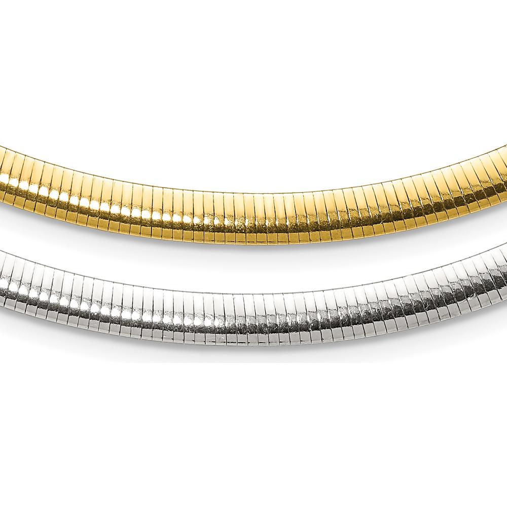 Sterling Silver Flash Gold-Plated Reversible Cubetto Omega Necklace - 18 inches by Lumare Gioia