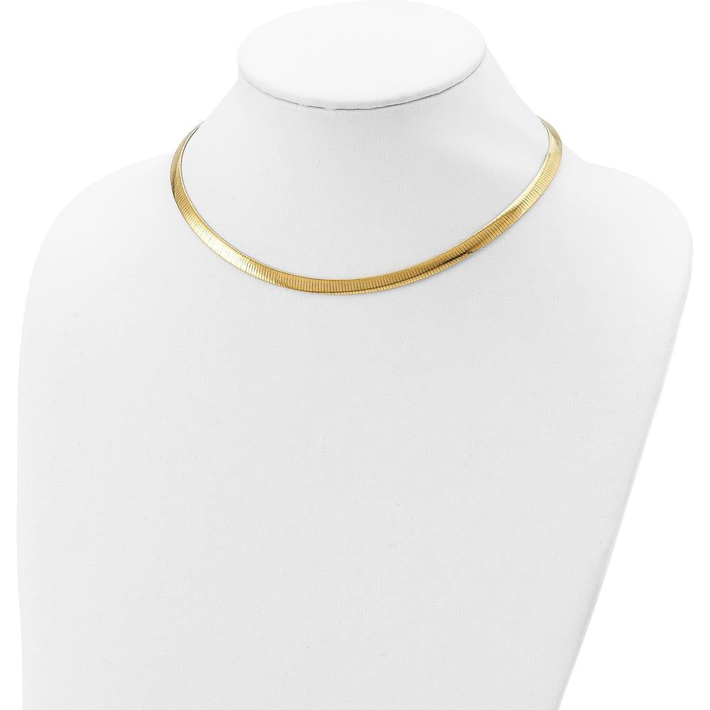 Sterling Silver Flash Gold-Plated Reversible Cubetto Omega Necklace - 18 inches by Lumare Gioia