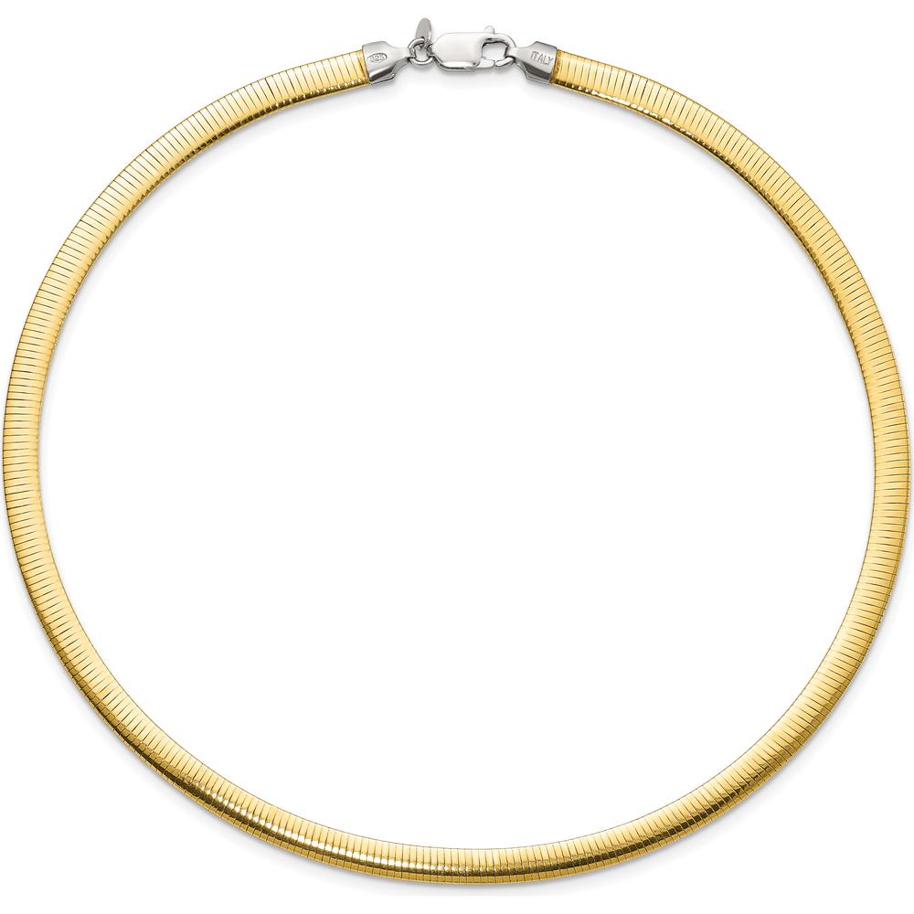 Sterling Silver Flash Gold-Plated Reversible Cubetto Omega Necklace - 18 inches by Lumare Gioia