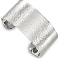 Sterling Silver Hammered 30mm Flat Profile Cuff Bangle by Lumare Gioia