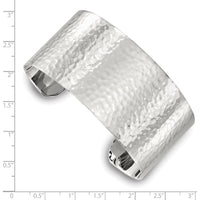 Sterling Silver Hammered 30mm Flat Profile Cuff Bangle by Lumare Gioia