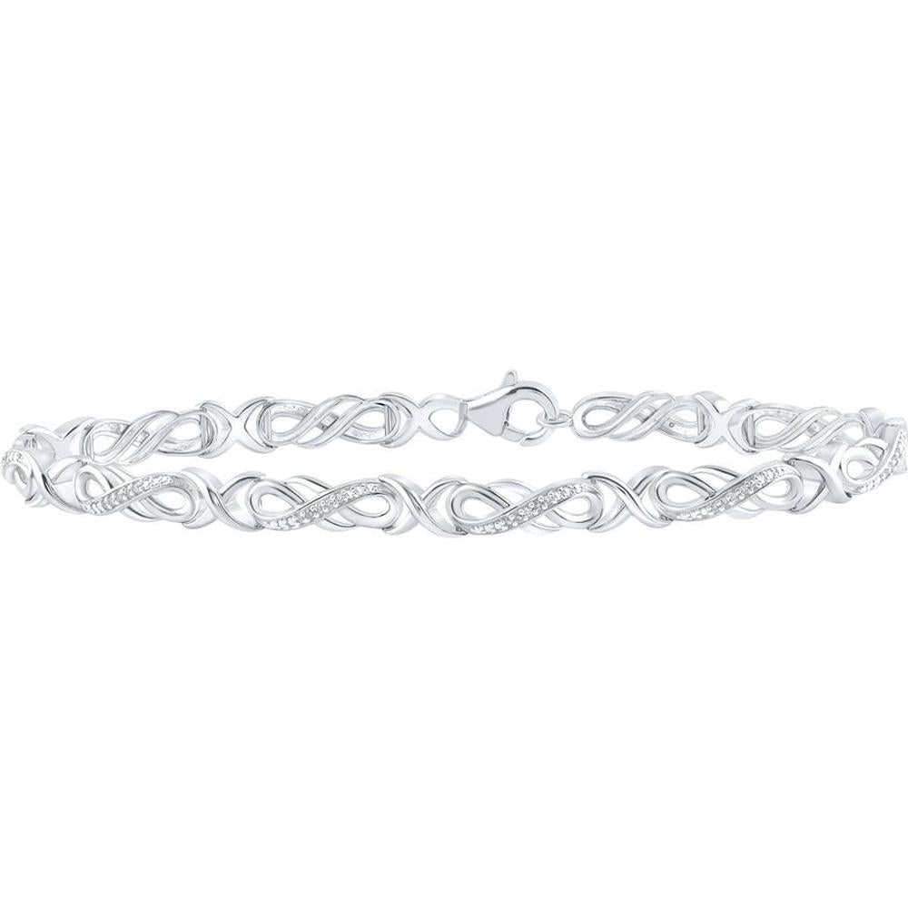 Sterling Silver Infinity Bracelet with Round Prong-Set Diamonds - 1/6 Carat Total Diamond Weight