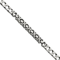 Sterling Silver Men's Antiqued Brushed Curb Chain Bracelet with Black Rhodium Accents - 8.5in Length by Lumare Gioia