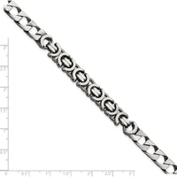 Sterling Silver Men's Antiqued Brushed Curb Chain Bracelet with Black Rhodium Accents - 8.5in Length by Lumare Gioia