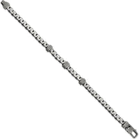 Sterling Silver Men's Brushed Link Bracelet with Rhodium Accents by Lumare Gioia