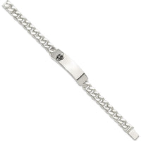 Sterling Silver Men's ID Bracelet with Antiqued Fleur-de-lis and Black Enamel Accents - 8.5 Inch by Lumare Gioia