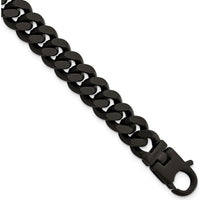 Sterling Silver Men's Matte Finish Black Ruthenium Curb Bracelet - 8.5in Length by Lumare Gioia