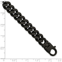 Sterling Silver Men's Matte Finish Black Ruthenium Curb Bracelet - 8.5in Length by Lumare Gioia