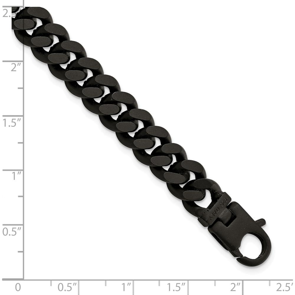 Sterling Silver Men's Matte Finish Black Ruthenium Curb Bracelet - 8.5in Length by Lumare Gioia