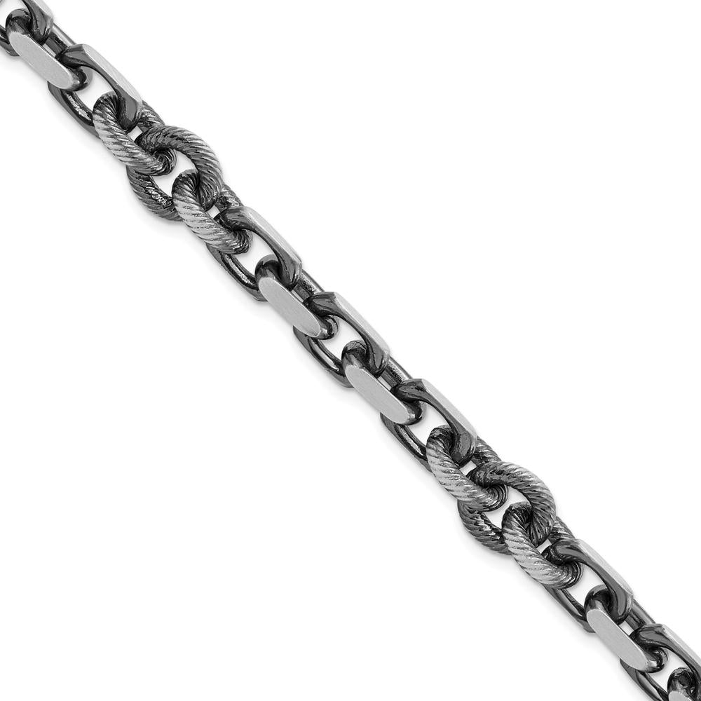 Sterling Silver Men's Twisted Rolo Cable Link Bracelet with Polished & Brushed Finish - 8.5 in Length by Lumare Gioia