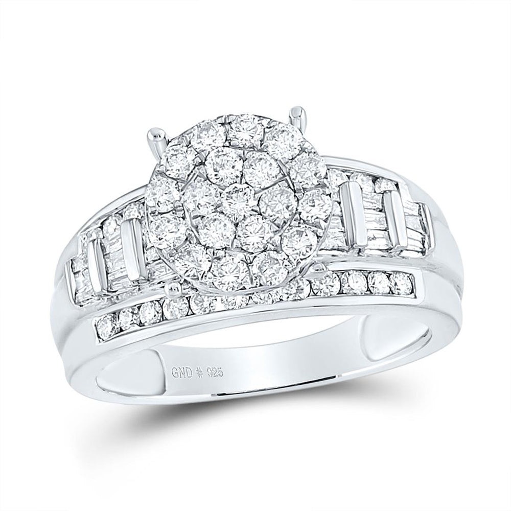 Sterling Silver Natural Diamond Ring - 1 Carat Total Diamond Weight