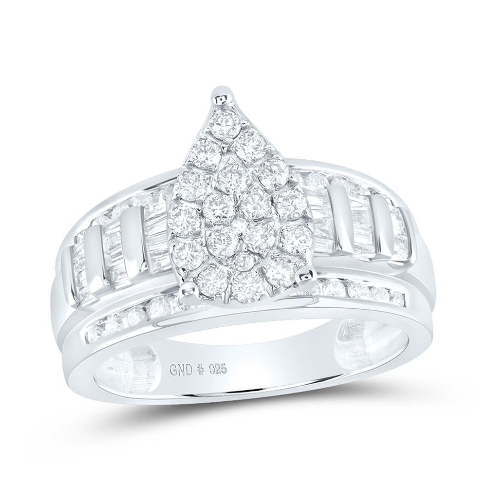 Sterling Silver Natural Diamond Ring - 1 Carat Total Diamond Weight