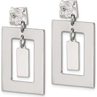 Sterling Silver Open Rectangle Dangle Earrings with Mother of Pearl Pendant by Lumare Gioia
