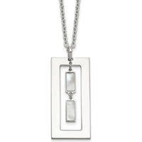 Sterling Silver Open Rectangle Necklace with Mother of Pearl Dangles - 18.25" Length by Lumare Gioia