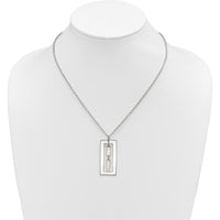 Sterling Silver Open Rectangle Necklace with Mother of Pearl Dangles - 18.25" Length by Lumare Gioia