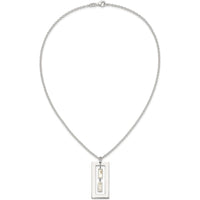 Sterling Silver Open Rectangle Necklace with Mother of Pearl Dangles - 18.25" Length by Lumare Gioia