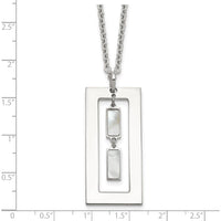 Sterling Silver Open Rectangle Necklace with Mother of Pearl Dangles - 18.25" Length by Lumare Gioia