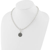 Sterling Silver Oxidized Dangle Guardian Angel Toggle Clasp Necklace - 18.5 Inches by Lumare Gioia