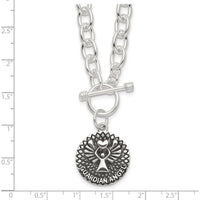Sterling Silver Oxidized Dangle Guardian Angel Toggle Clasp Necklace - 18.5 Inches by Lumare Gioia