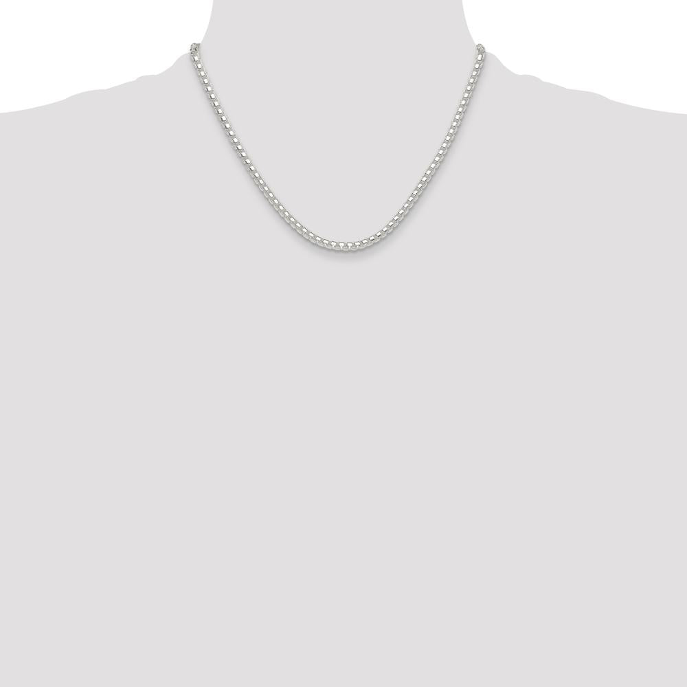 Sterling Silver Polished 18" 4mm Box Chain with Lobster Clasp by Lumare Gioia