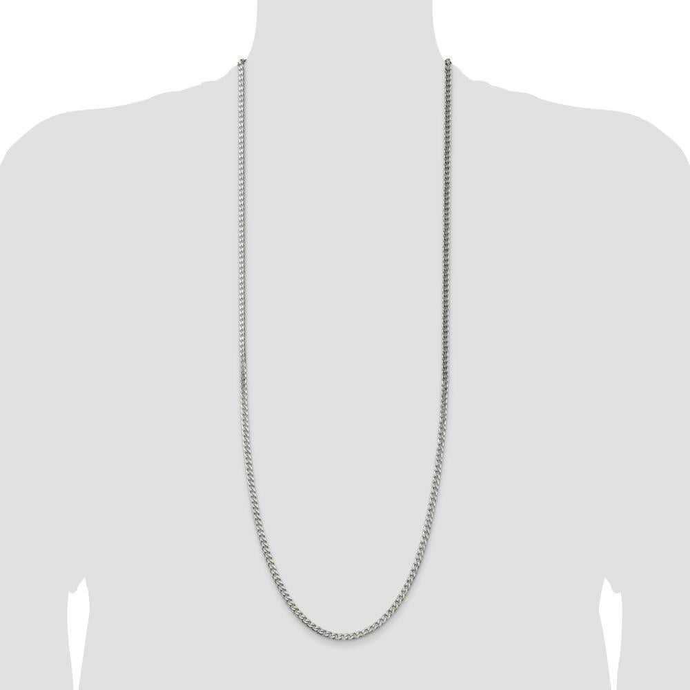 Sterling Silver Polished 3.5mm Curb Chain Necklace - 36 Inches Long by Lumare Gioia