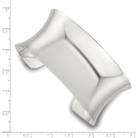 Sterling Silver Polished 30mm Concave Cuff Bangle - Sleek & Stylish by Lumare Gioia