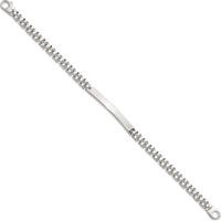 Sterling Silver Polished 4.7mm Fancy Link 8" Men's ID Bracelet - Engravable Bar Design by Lumare Gioia