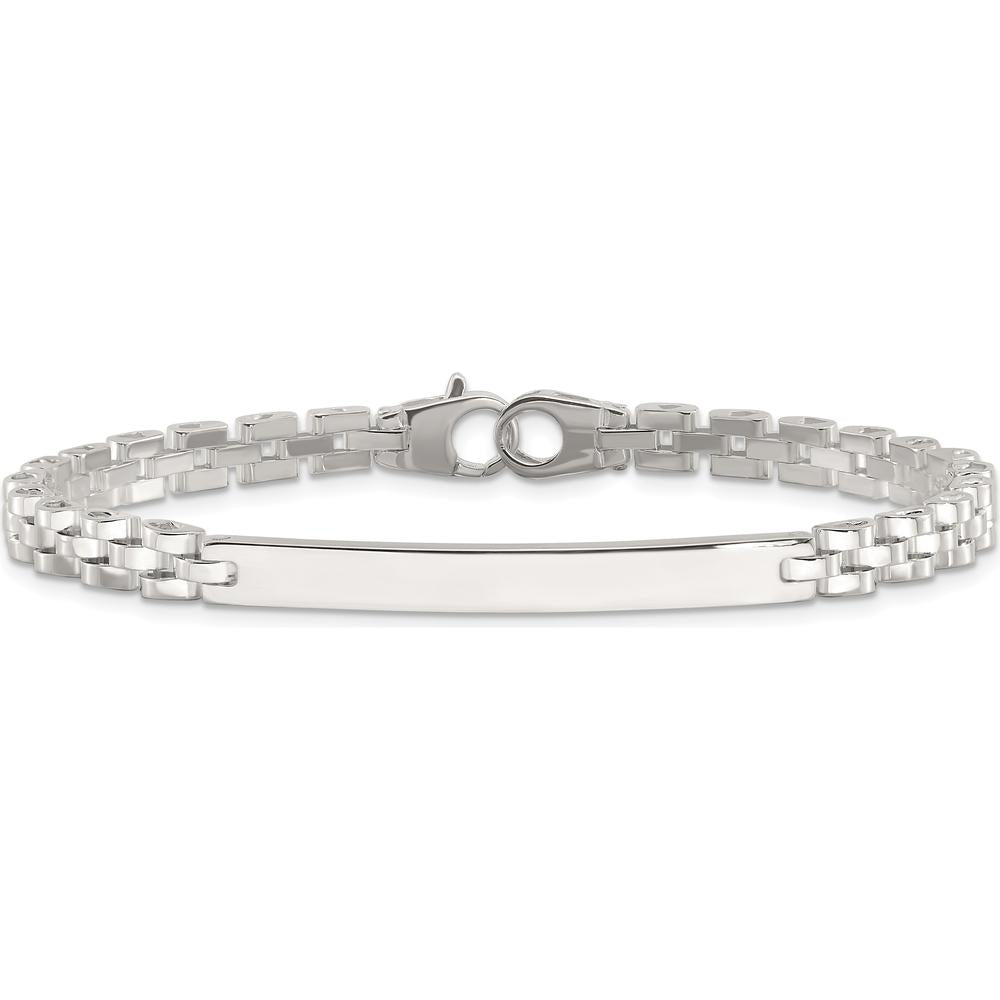 Sterling Silver Polished 4.7mm Fancy Link 8" Men's ID Bracelet - Engravable Bar Design by Lumare Gioia