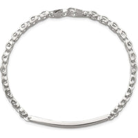 Sterling Silver Polished 4.7mm Fancy Link 8" Men's ID Bracelet - Engravable Bar Design by Lumare Gioia