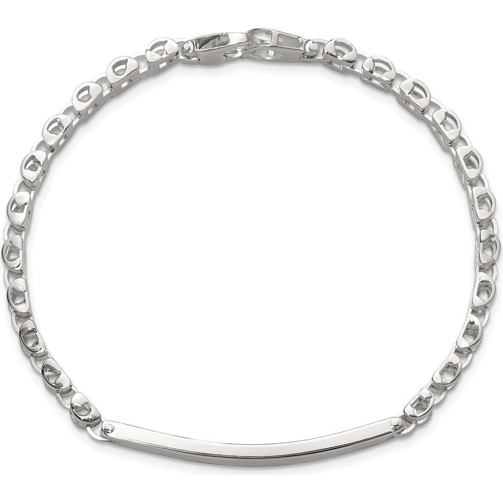 Sterling Silver Polished 4.7mm Fancy Link 8" Men's ID Bracelet - Engravable Bar Design by Lumare Gioia