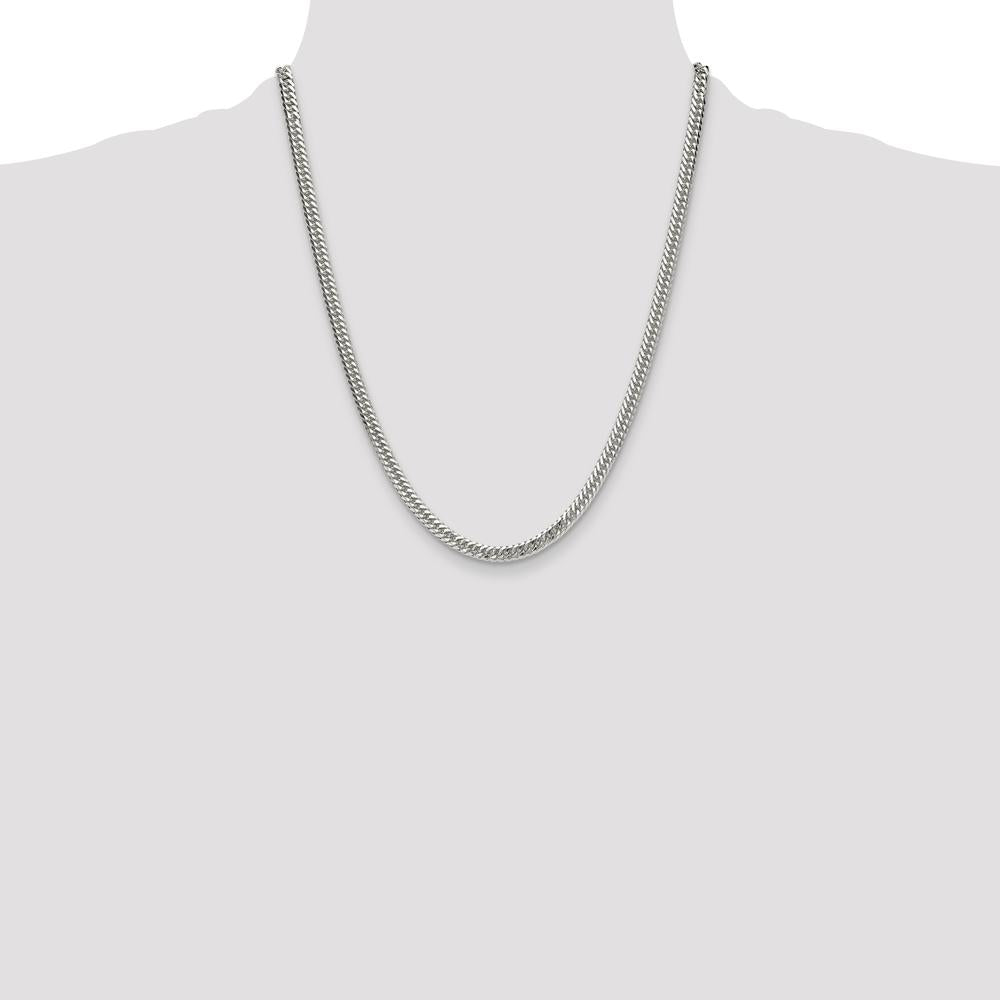 Sterling Silver Polished 4.8mm Double Diamond-Cut Curb Chain - 22 Inch Length by Lumare Gioia