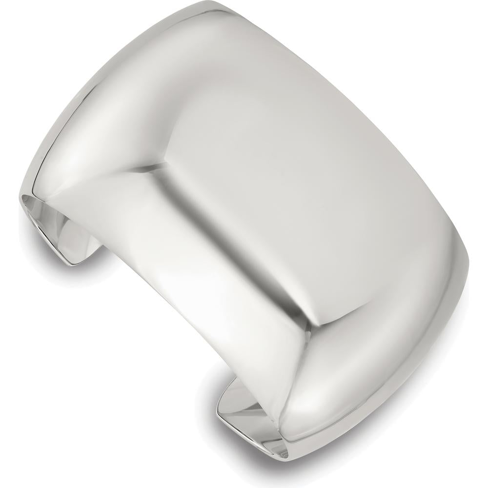 Sterling Silver Polished 40mm Domed Cuff Bangle - Timeless Elegance by Lumare Gioia