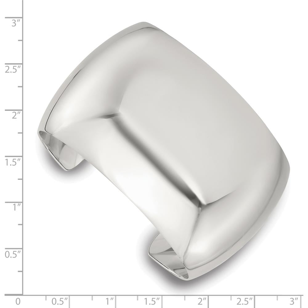 Sterling Silver Polished 40mm Domed Cuff Bangle - Timeless Elegance by Lumare Gioia
