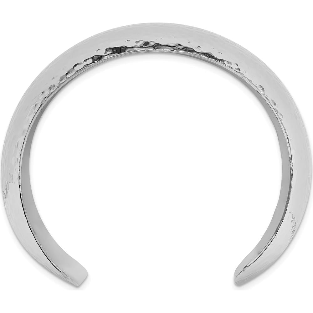 Sterling Silver Polished 40mm Domed Hammered Cuff Bracelet - 925 Sterling Silver by Lumare Gioia