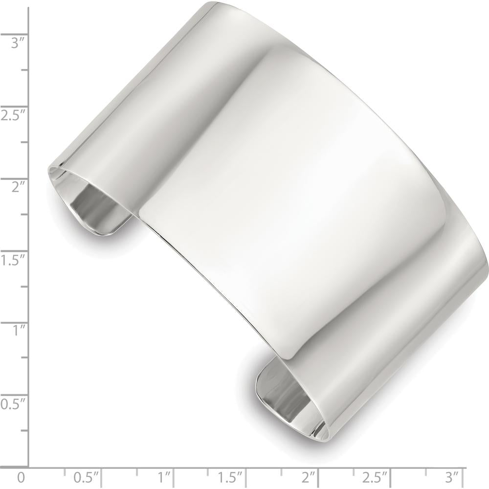 Sterling Silver Polished 40mm Flat Cuff Bangle by Lumare Gioia