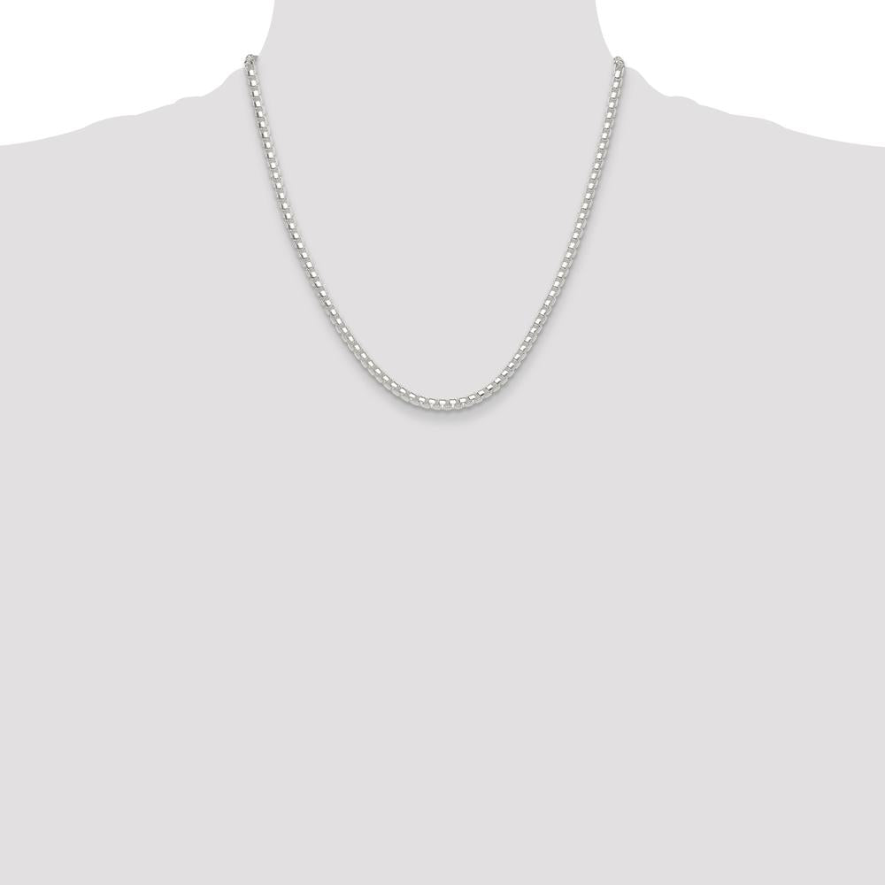 Sterling Silver Polished 4mm Round Box Chain - 20 inches by Lumare Gioia