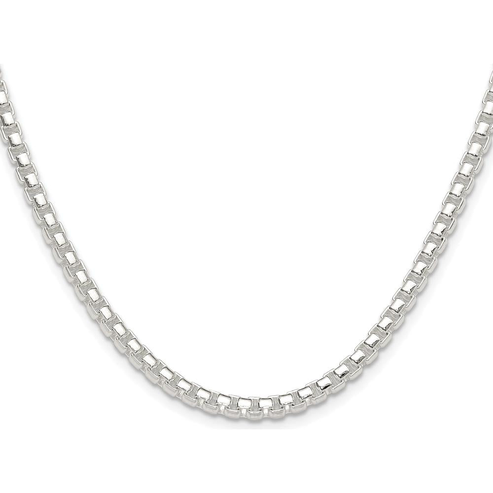 Sterling Silver Polished 4mm Round Box Chain Necklace - 26 Inches by Lumare Gioia