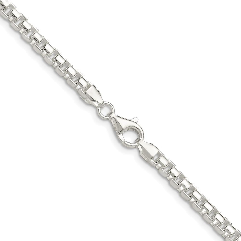 Sterling Silver Polished 4mm Round Box Chain Necklace - 26 Inches by Lumare Gioia