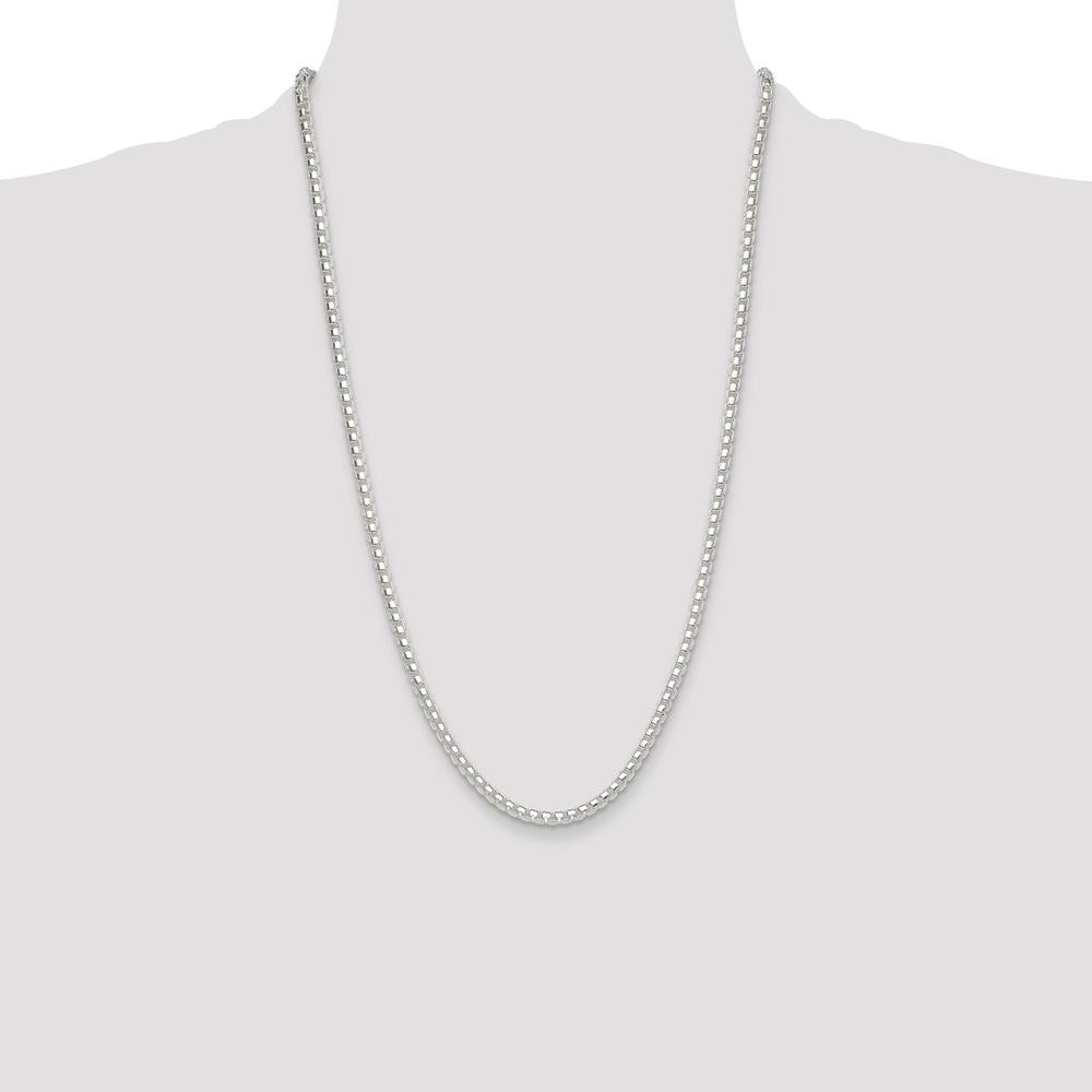 Sterling Silver Polished 4mm Round Box Chain Necklace - 26 Inches by Lumare Gioia