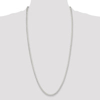 Sterling Silver Polished 4mm Round Box Chain Necklace - 30 Inches by Lumare Gioia