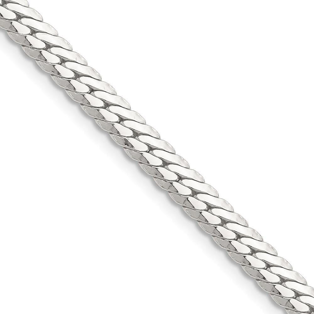 Sterling Silver Polished 5.1mm Double Oval Flat Curb Chain Necklace - 22 inches by Lumare Gioia