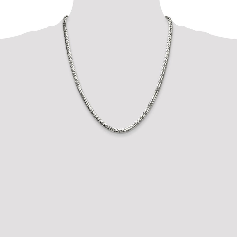 Sterling Silver Polished 5.1mm Double Oval Flat Curb Chain Necklace - 22 inches by Lumare Gioia