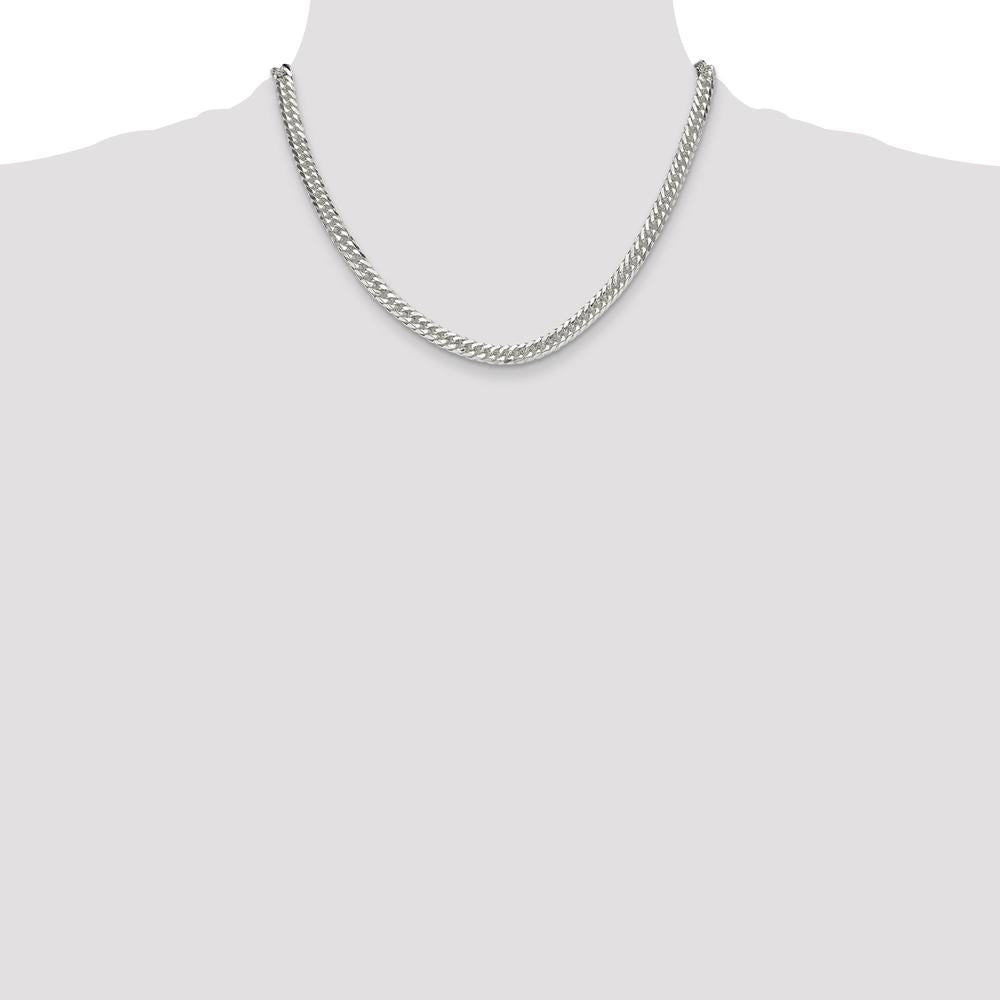Sterling Silver Polished 5.7mm Diamond-Cut Curb Chain Necklace - 18 inches by Lumare Gioia