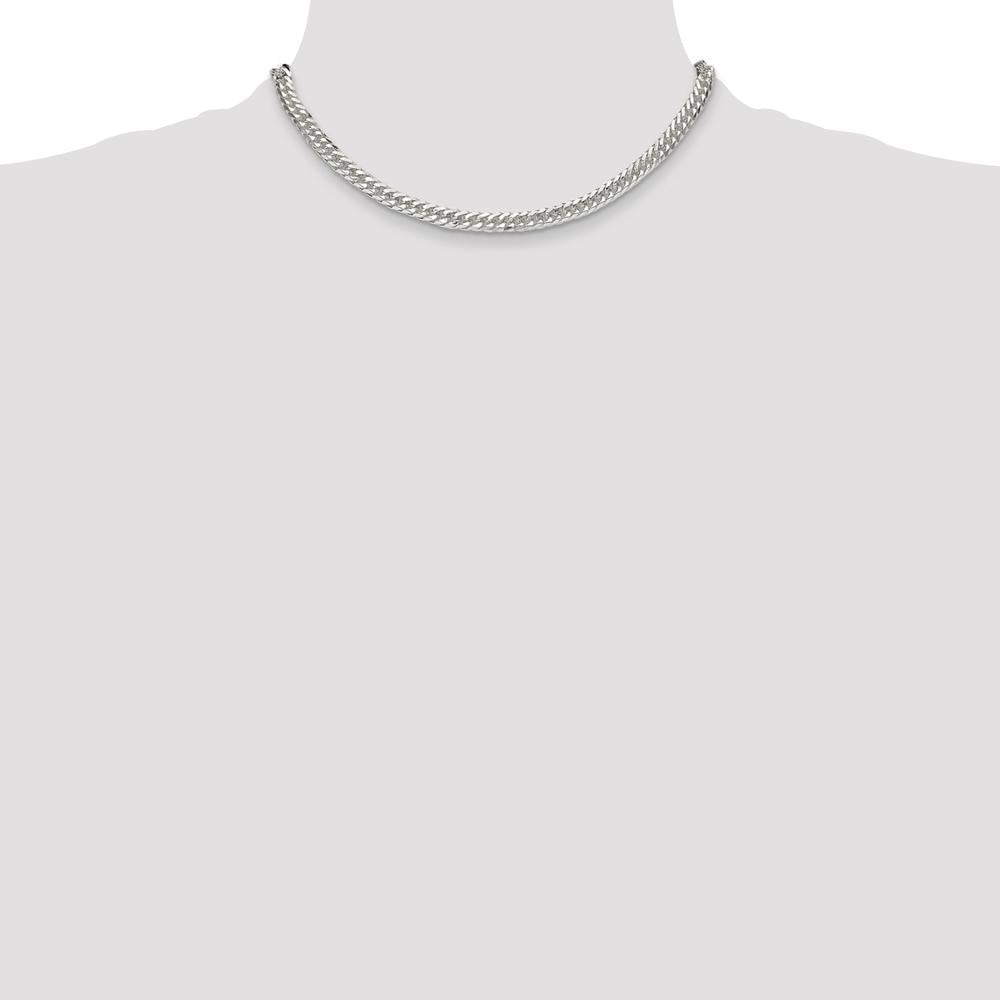 Sterling Silver Polished 5.7mm Double Diamond-Cut Curb Chain - 16 Inches by Lumare Gioia
