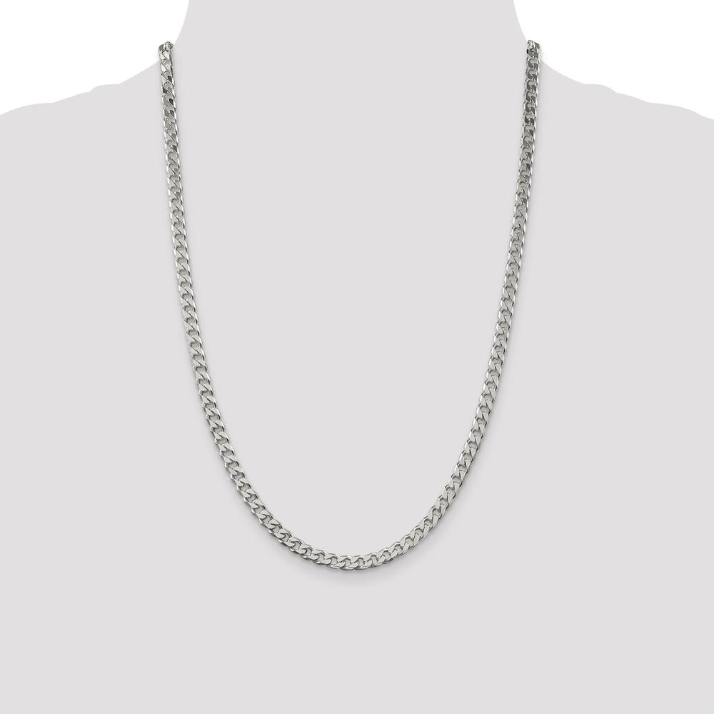 Sterling Silver Polished 5mm Curb Chain Necklace - 24" Length by Lumare Gioia