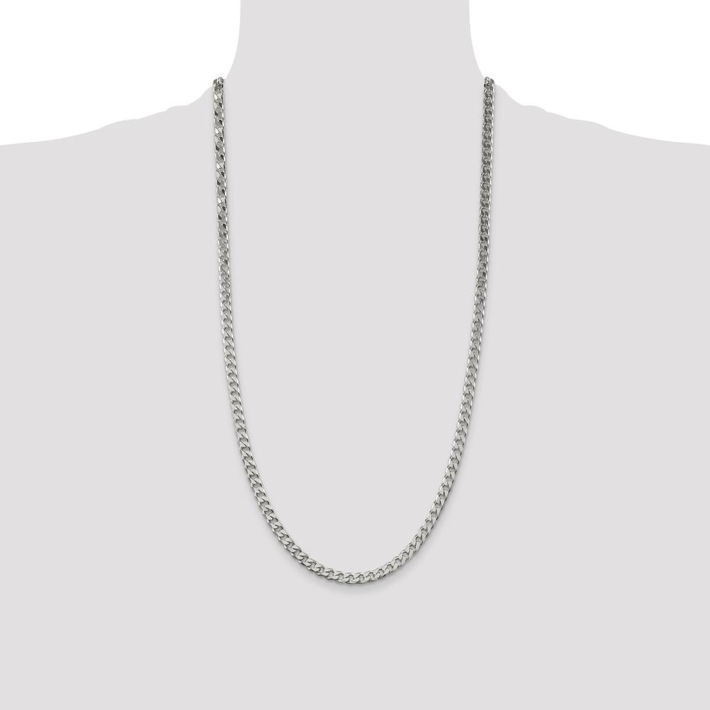 Sterling Silver Polished 5mm Curb Chain Necklace - 28 Inches by Lumare Gioia