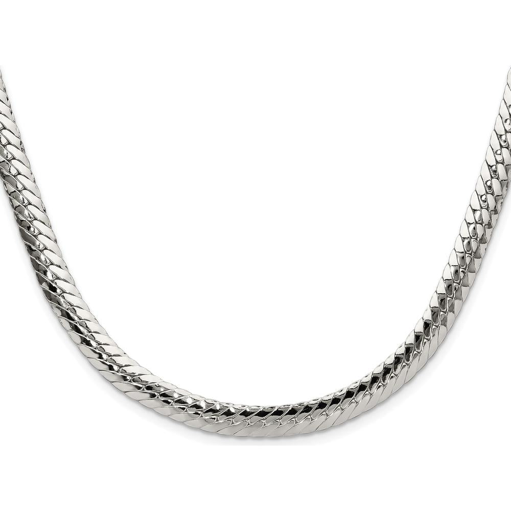 Sterling Silver Polished 6.25mm Double Oval Flat Chain Necklace - 24 Inch Length by Lumare Gioia