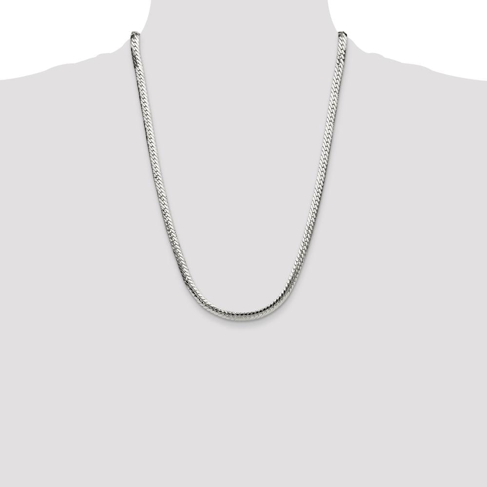 Sterling Silver Polished 6.25mm Double Oval Flat Chain Necklace - 24 Inch Length by Lumare Gioia