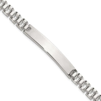 Sterling Silver Polished 6.6mm Fancy Link 8" Men's ID Bracelet with Engravable Bar by Lumare Gioia