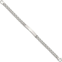 Sterling Silver Polished 6.6mm Fancy Link 8" Men's ID Bracelet with Engravable Bar by Lumare Gioia